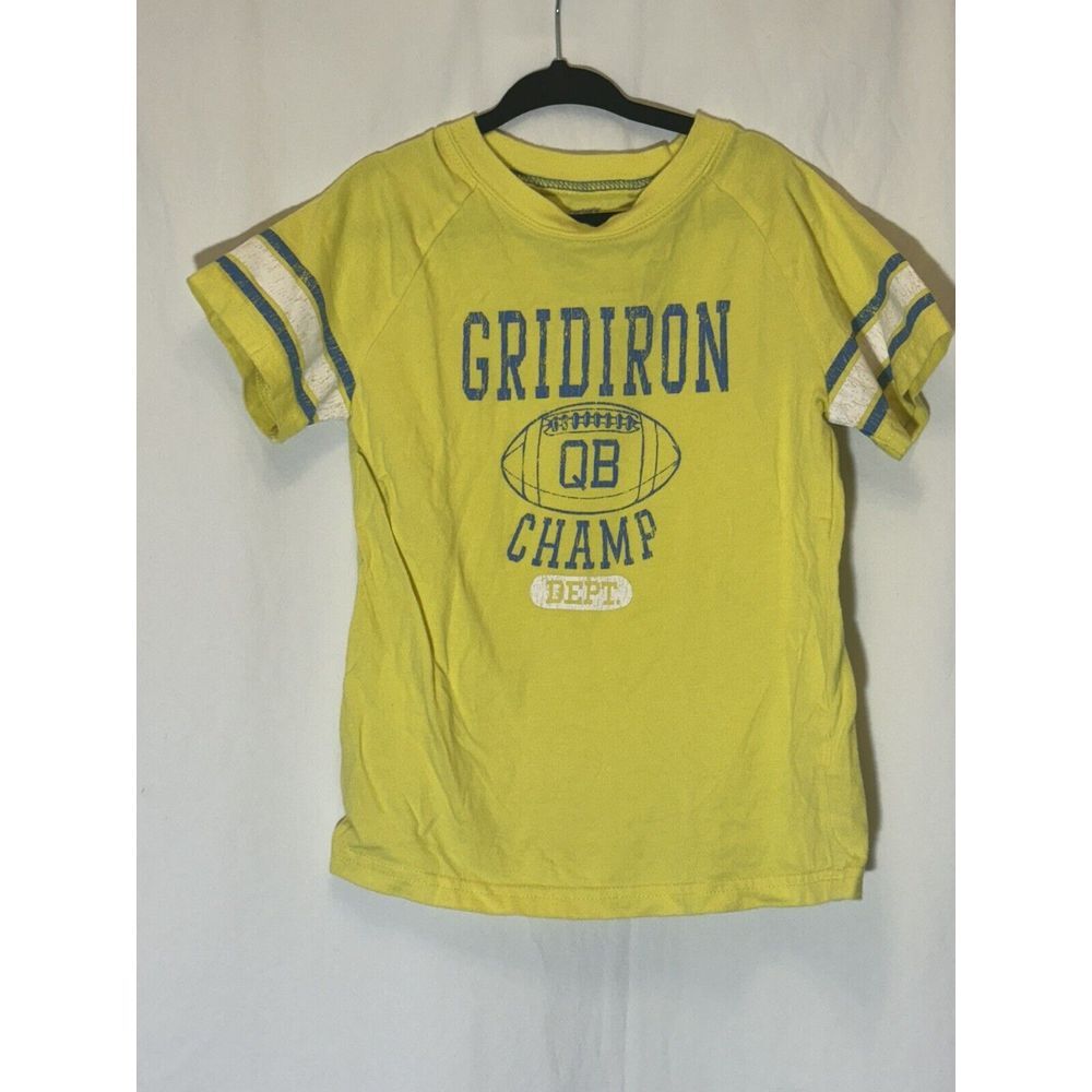 Carter' Boys Tee Shirt Top Yellow‎ Gridiron 5T EUC B23